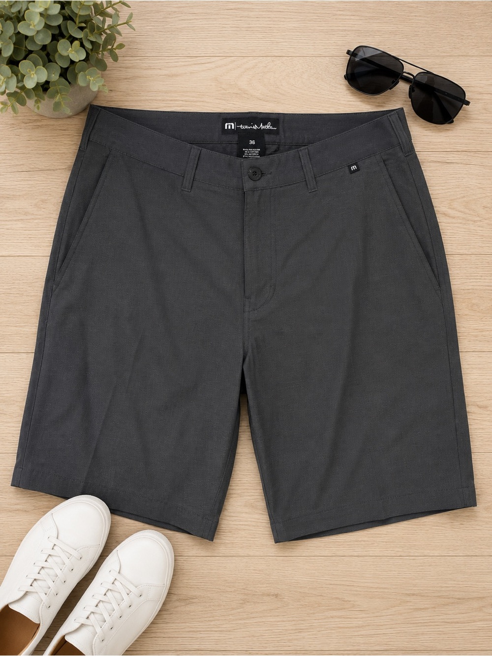 TravisMathew Men’s Charcoal Gray Golf Shorts – Size 36